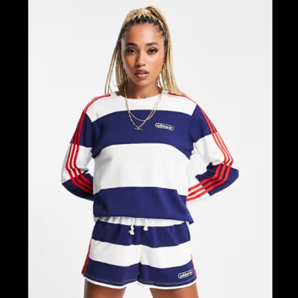 adidas Mid Waist Striped Shorts - Picture 9 of 14